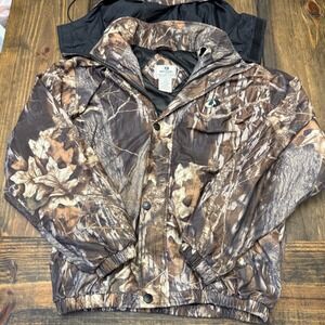 Mossy Oak Rain Tamer Camo Hunting Jacket Waterproof Concealment Mens Medium VTG